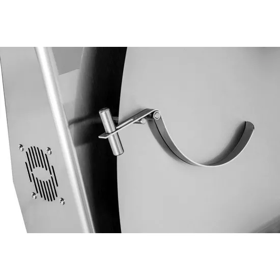 Double dough sheeter with foot pedal, 40cm thickness adjustment, two speeds.