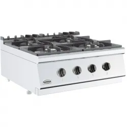 Gas stove with 4 x 6.5kW chrome burners, 100-300°C