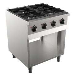 Gas stove with 4 x 6.5kW chrome burners