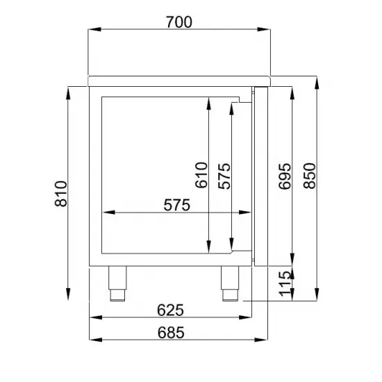 Refrigerated Counter – 474 L - with 2 Doors and 3 Drawers, Series 700