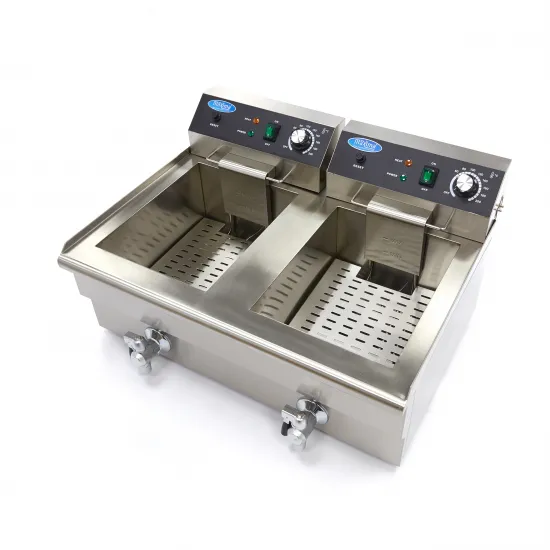 Deep Fryer 2 x 16 L - electric with two taps, cold zone, 50°C to 200°C