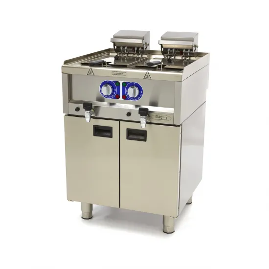 Double Electric Deep Fryer, 2x10 Liters, with 2 Drains, Three-phase