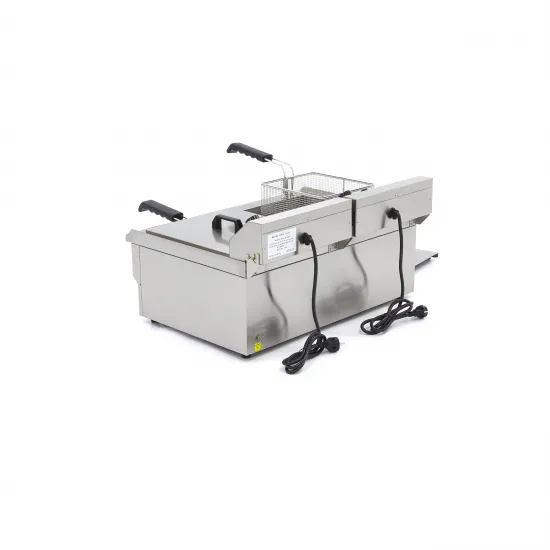 Deep Fryer 2 x 16 L - electric with two taps, cold zone, 50°C to 200°C