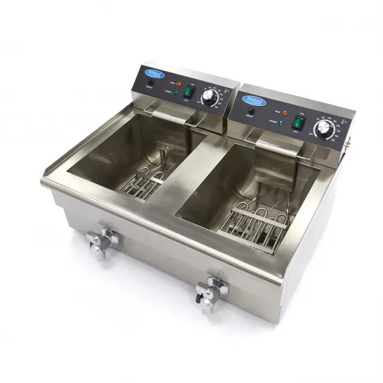 Deep Fryer 2 x 16 L - electric with two taps, cold zone, 50°C to 200°C