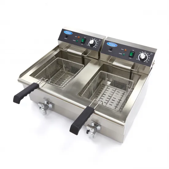 Deep Fryer 2 x 16 L - electric with two taps, cold zone, 50°C to 200°C