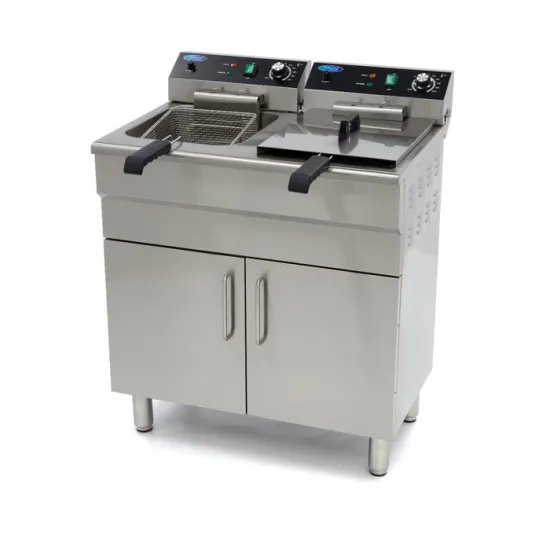 Deep Fryer 2 x 16 L with Cabinet - Cold Zone, Taps, 60°C and 200°C - 230V