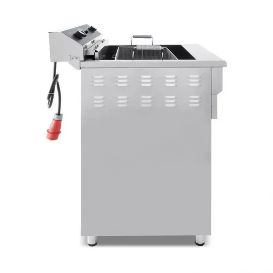 Electric Three-Phase Fryer 45L - with Cold Zone, Cabinet, and Drain Tap