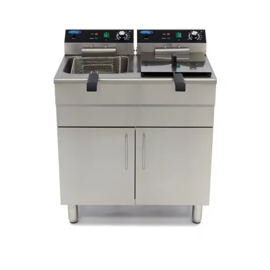Deep Fryer 2 x 16 L with Cabinet - Cold Zone, Taps, 60°C and 200°C - 230V