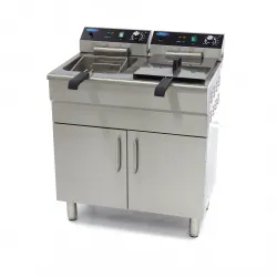 Fryer 2 x 16 L with cabinet - cold zone, taps, 50°C and 200°C - 400V
