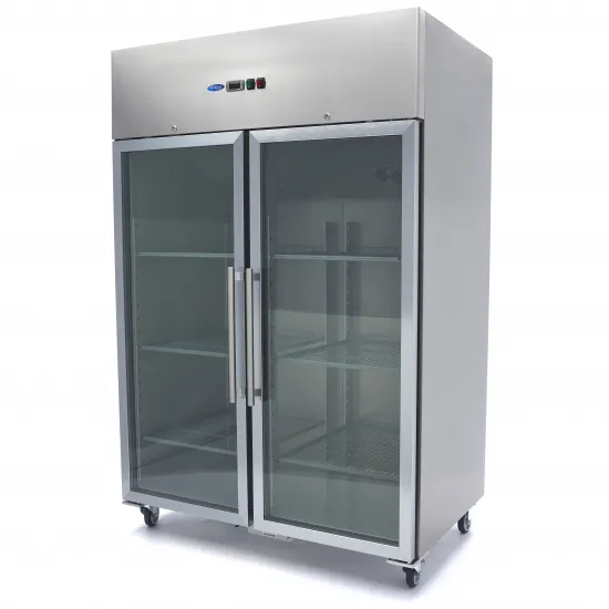 Professional Freezer 1200L - 6 Adjustable Shelves 2/1 GN - Stainless Steel, Glass Doors