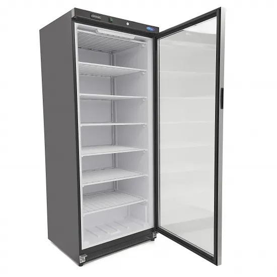Freezer 600L - 6 Fixed Shelves and Glass Door /Black/