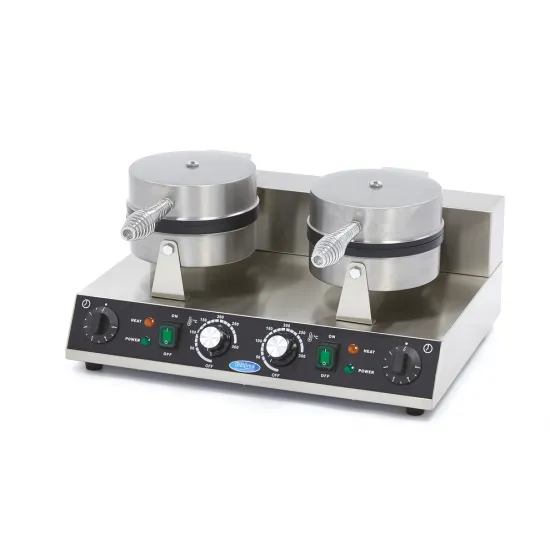 Double Waffle Maker - 8 Heart-Shaped - Non-Stick Coating and Thermostat