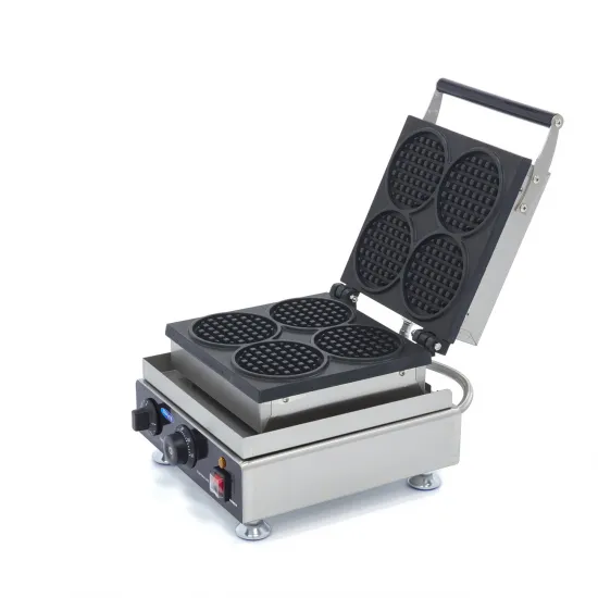 Waffle Maker - 4 Round Waffles - Thermostat, Timer, Non-Stick Coating
