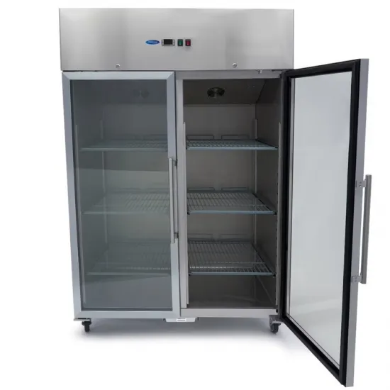 Double Door Refrigerator 1400L - 6 Adjustable Shelves 2/1 GN - Glass Doors