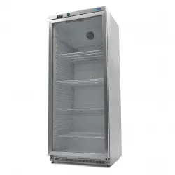 Refrigerator 600L - four adjustable shelves and glass door /Stainless steel/