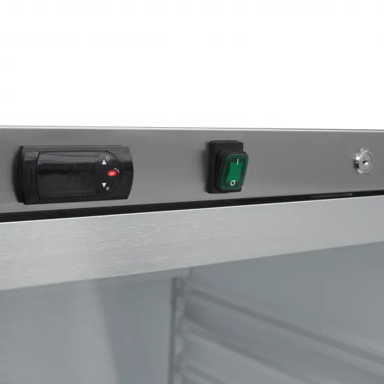 Refrigerator 600L - four adjustable shelves and glass door /Stainless steel/