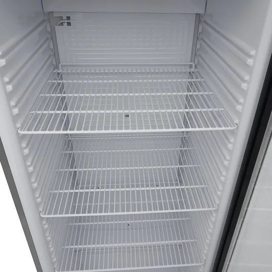 Refrigerator 600L - four adjustable shelves and glass door /Stainless steel/