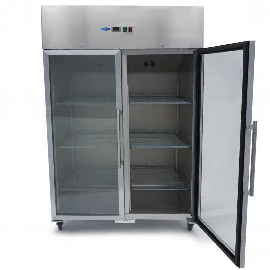 Professional Refrigerator 1200L - GN 2/1, 6 Adjustable Shelves, Stainless Steel, Glass Doors