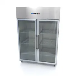 Professional Refrigerator 1200L - GN 2/1, 6 Adjustable Shelves, Stainless Steel, Glass Doors
