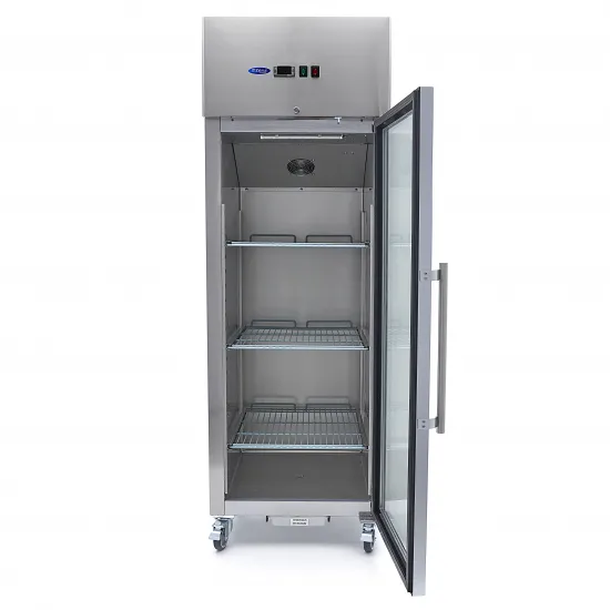Professional Refrigerator 600L - GN 2/1, 3 Adjustable Shelves, Stainless Steel, Glass Door