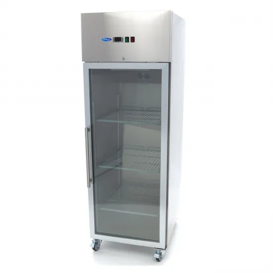 Professional Refrigerator 600L - GN 2/1, 3 Adjustable Shelves, Stainless Steel, Glass Door