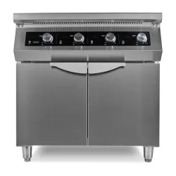 Double induction hob with storage cabinet