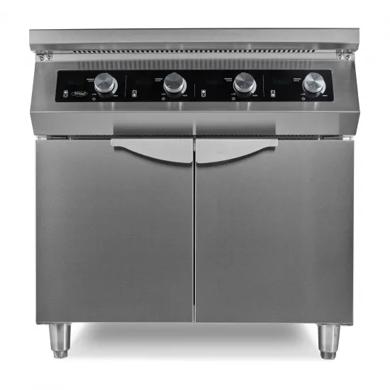 Double induction hob with storage cabinet
