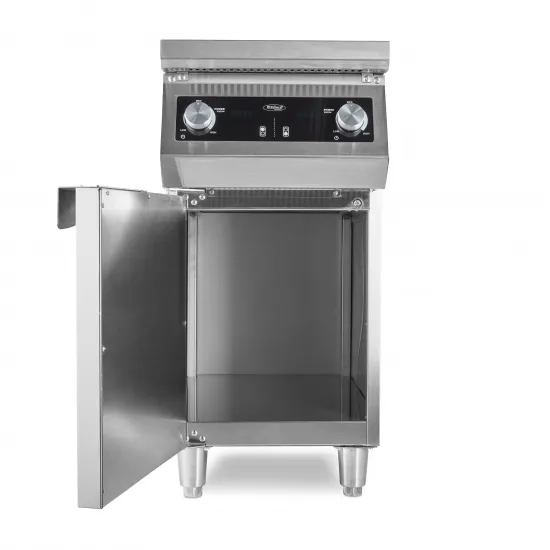 Double induction hob with storage cabinet