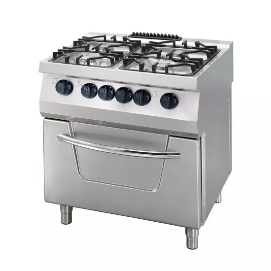 Professional cooking stove with 4 gas burners x 7.5kW and electric oven, series 700