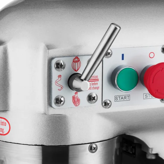 Planetary Mixer 10 L - 3 speeds 110, 178, and 390 rpm for whipping, mixing, and kneading.