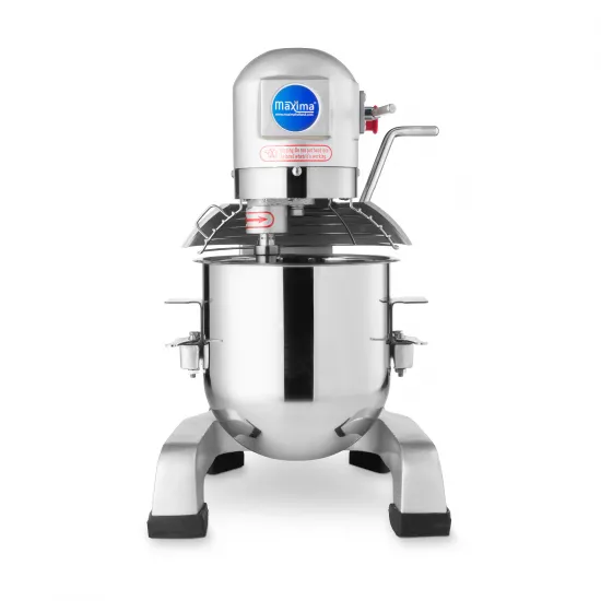 Planetary Mixer 10 L - 3 speeds 110, 178, and 390 rpm for whipping, mixing, and kneading.