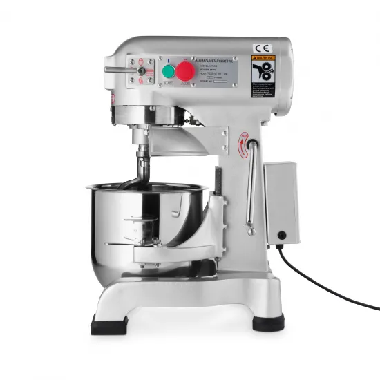 Planetary Mixer 10 L - 3 speeds 110, 178, and 390 rpm for whipping, mixing, and kneading.