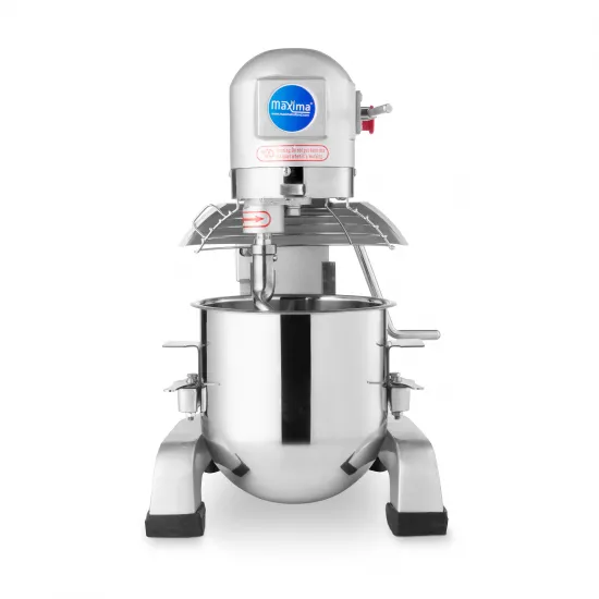 Planetary Mixer 10 L - 3 speeds 110, 178, and 390 rpm for whipping, mixing, and kneading.