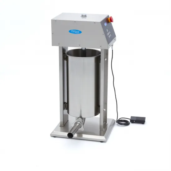Automatic Sausage Filling Machine, 15L - Vertical - Stainless Steel - Includes Foot Pedal and Attachments