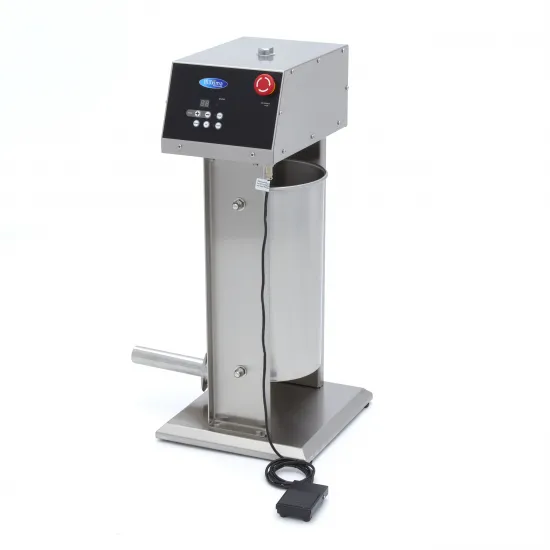Automatic Sausage Filling Machine, 15L - Vertical - Stainless Steel - Includes Foot Pedal and Attachments