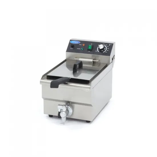 Professional Deep Fryer 10 Liters - with Tap, Heat-Resistant Handle, Temperature Indicator Light