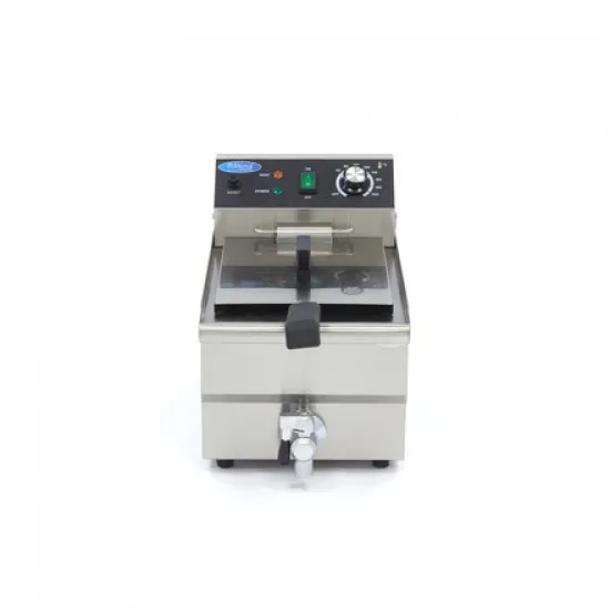 Professional Deep Fryer 10 Liters - with Tap, Heat-Resistant Handle, Temperature Indicator Light