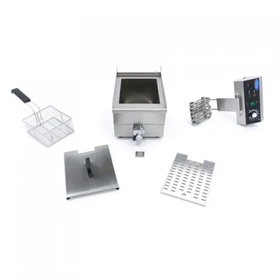 Professional Deep Fryer 10 Liters - with Tap, Heat-Resistant Handle, Temperature Indicator Light