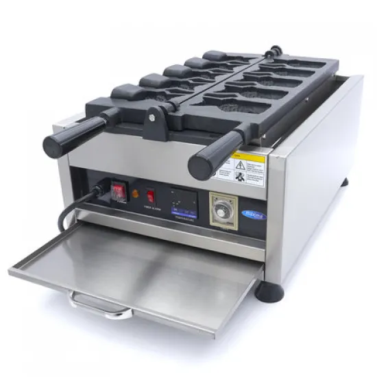 Digital Waffle Maker Fish - Taiyaki - 5 pieces, thermostat 50°C to 300°C, timer with alarm, temperature indicator