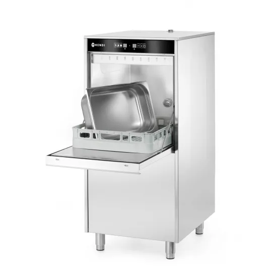 Dishwasher for large utensils - detergent dosing system and drain pump