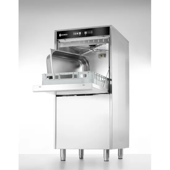 Dishwasher for large utensils - detergent dosing system and drain pump