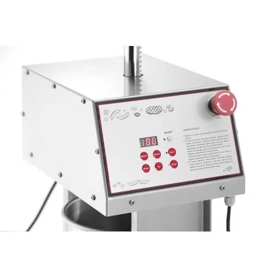 Automatic Sausage Filling Machine - 15 Liters - Vertical, Stainless Steel - Foot Pedal