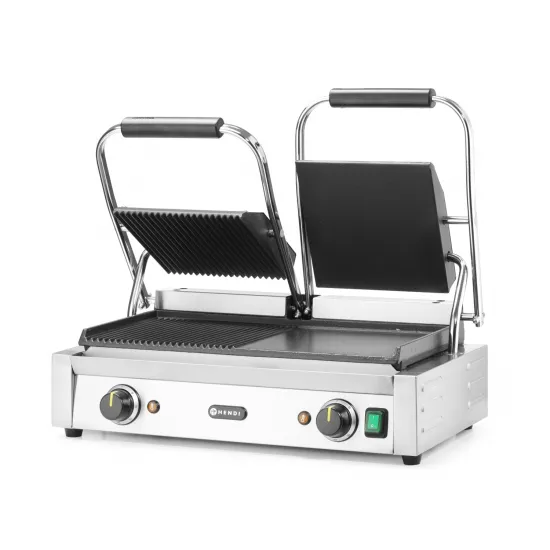 Contact grill with two plates - smooth and ribbed