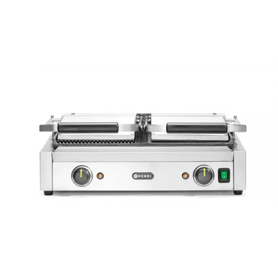 Contact grill with two plates - smooth and ribbed