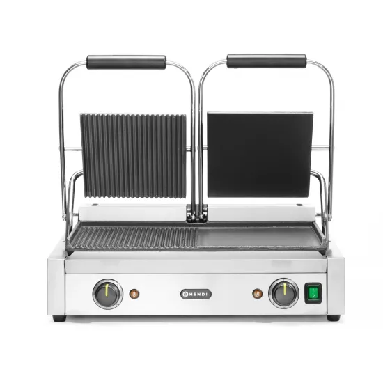 Contact grill with two plates - smooth and ribbed