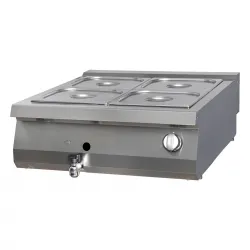 Bain Marie on gas. Series 900, for containers with a depth of 15 cm. 80x90 cm.