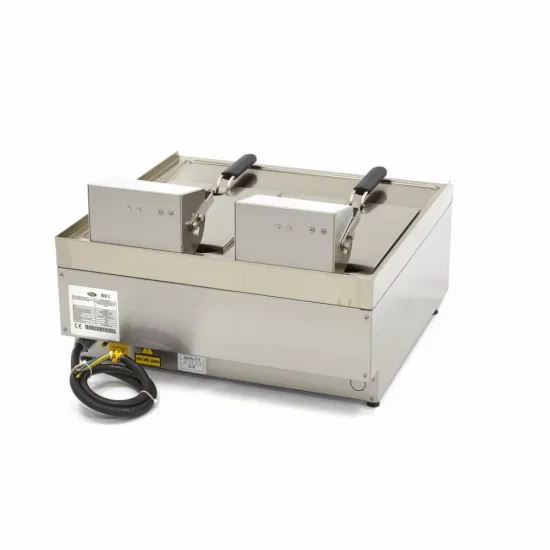 Double Electric Deep Fryer, 2x10 Liters, with 2 Drains, Three-phase