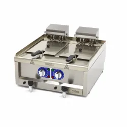 Double Electric Deep Fryer, 2x10 Liters, with 2 Drains, Three-phase