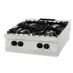 Gas stove with 4 chrome burners 2 x 10kW and 2 x 6kW - 80x90. Series 900.