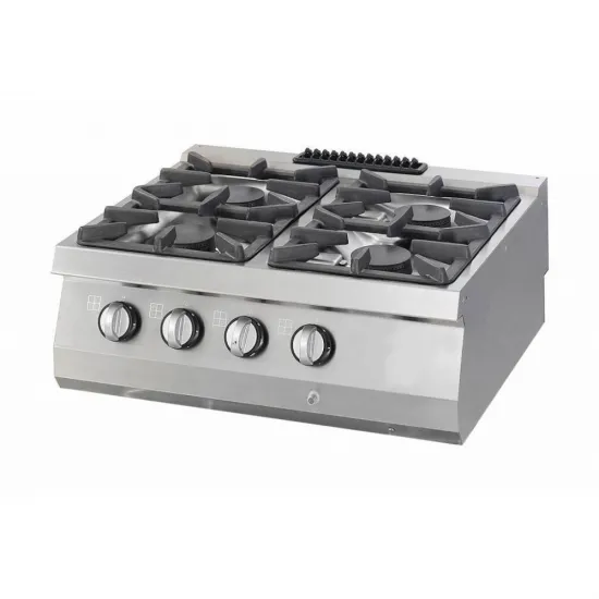 Gas hob with 4 chrome-plated burners - 80x70 cm - 4 x 6.0 kW